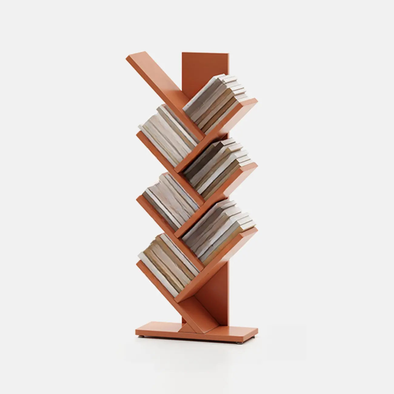 Bibliothèque verticale en bois noir en forme d'arbre