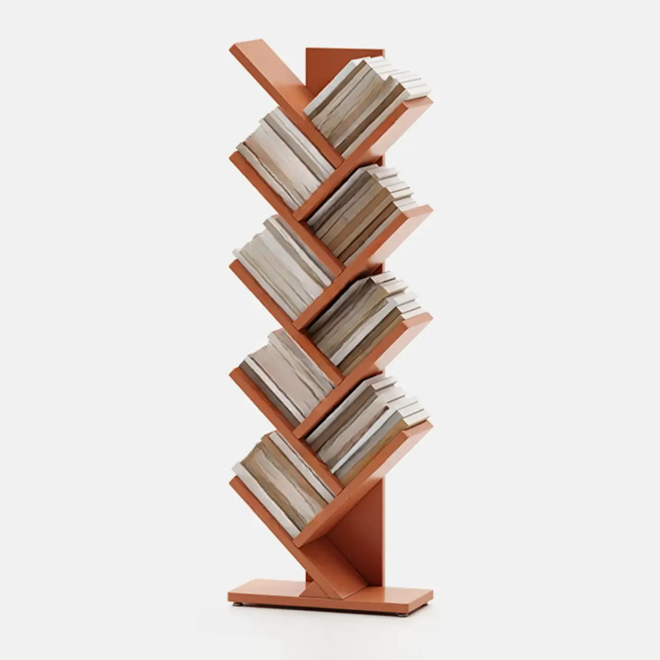 Bibliothèque verticale en bois noir en forme d'arbre