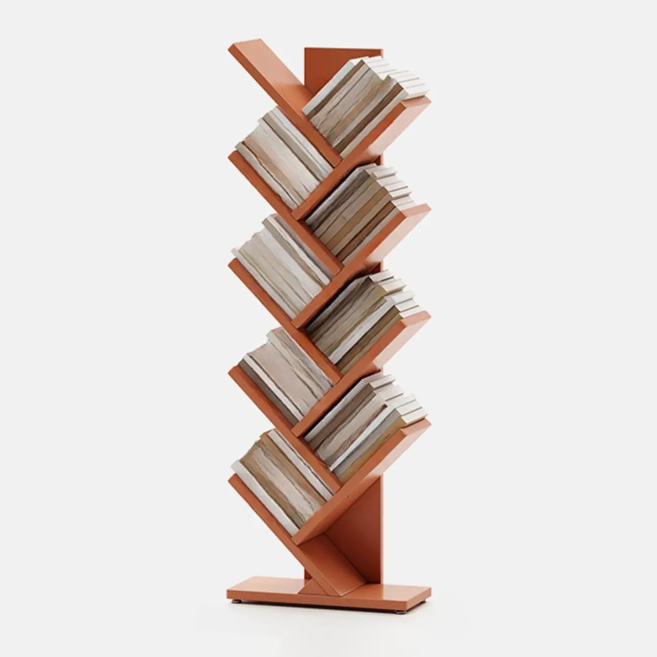 Bibliothèque verticale en bois noir en forme d'arbre