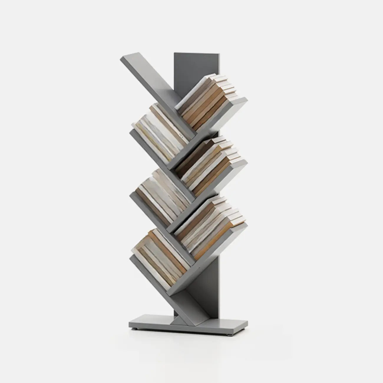 Bibliothèque verticale en bois noir en forme d'arbre