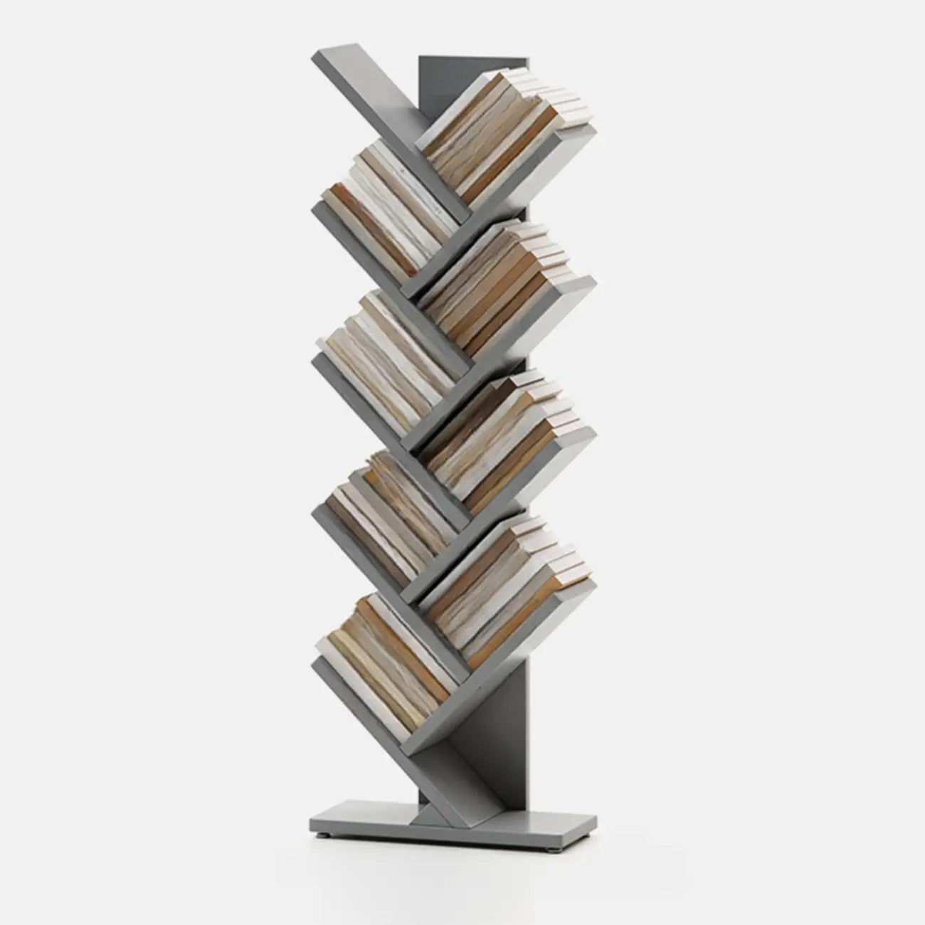 Bibliothèque verticale en bois noir en forme d'arbre
