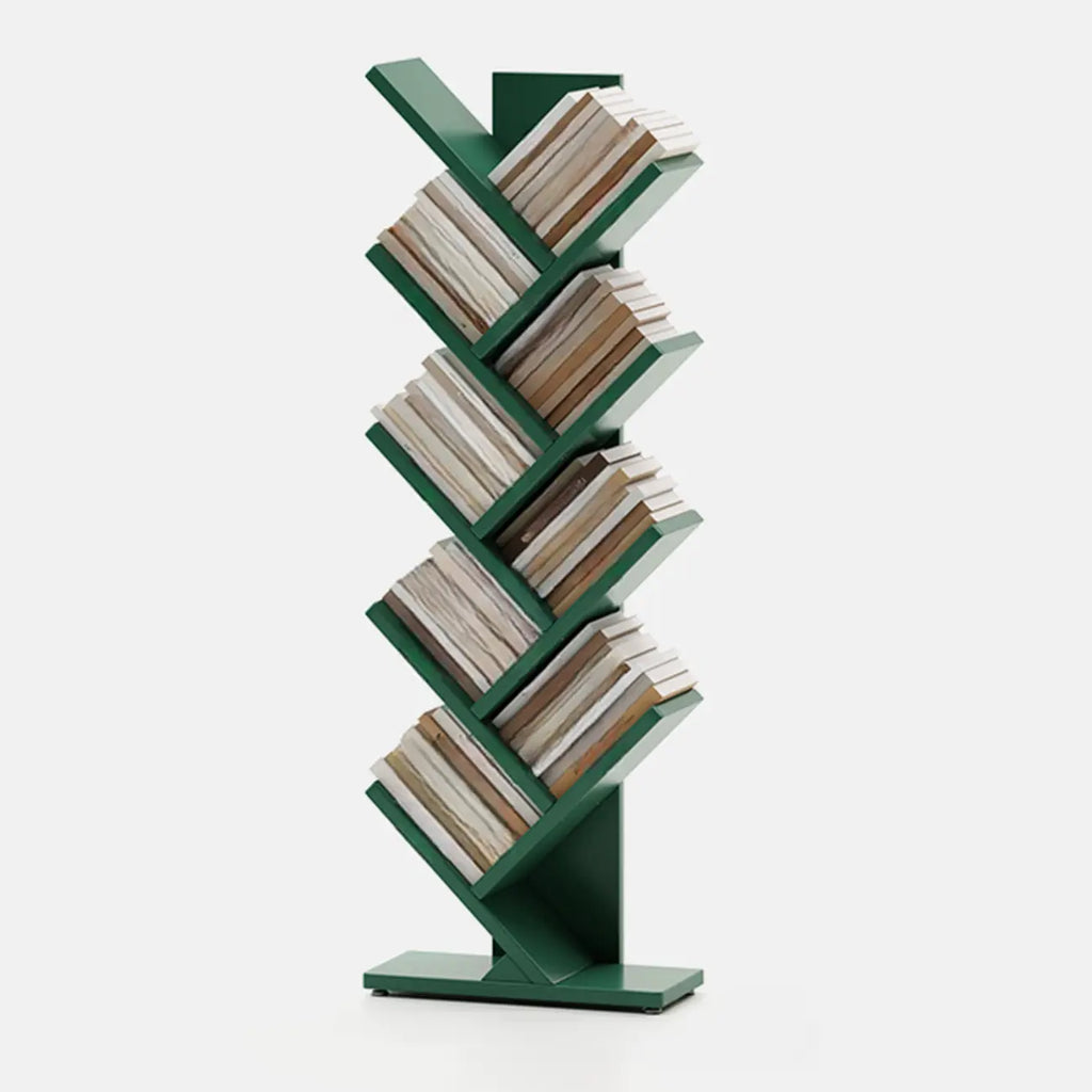 Bibliothèque verticale en bois noir en forme d'arbre
