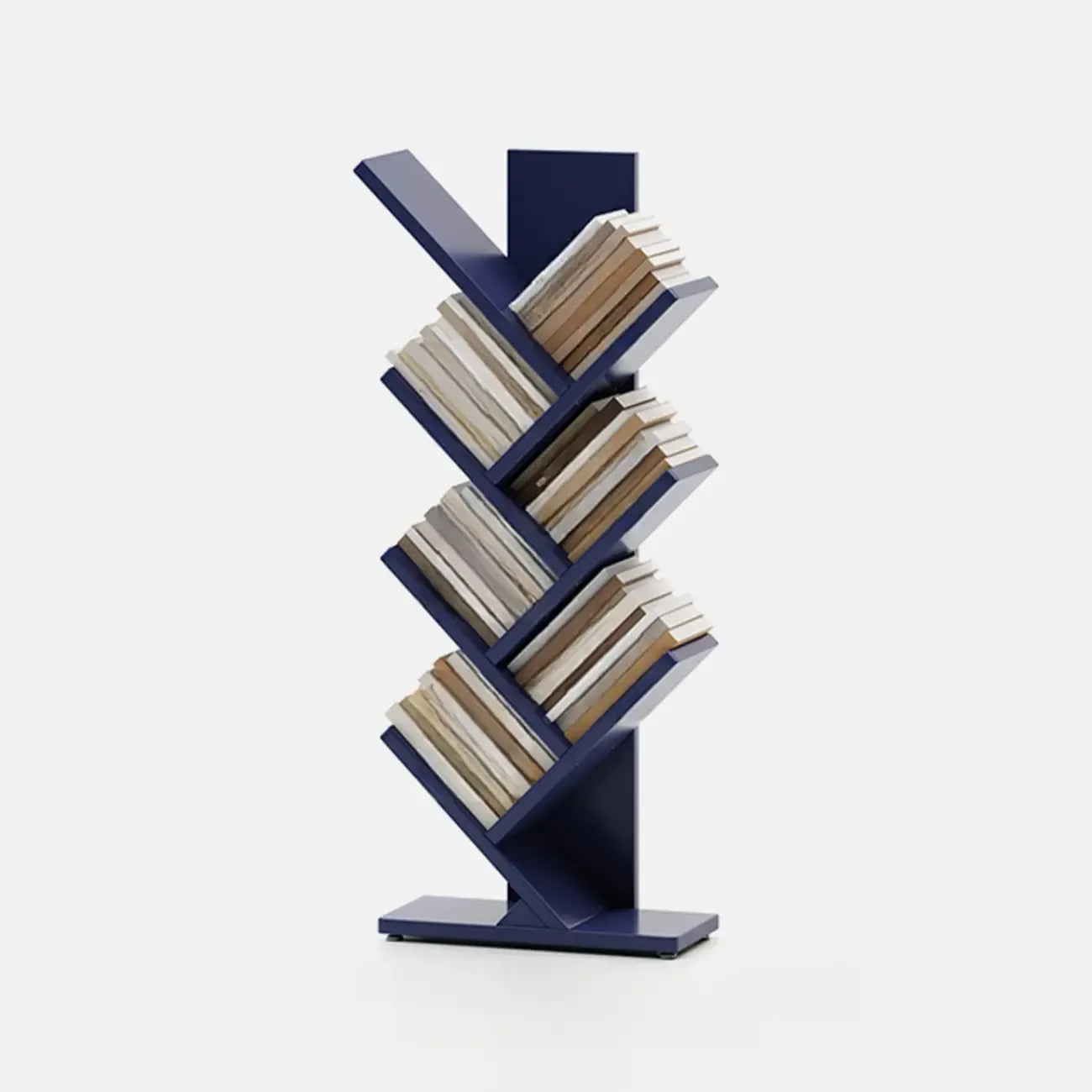 Bibliothèque verticale en bois noir en forme d'arbre