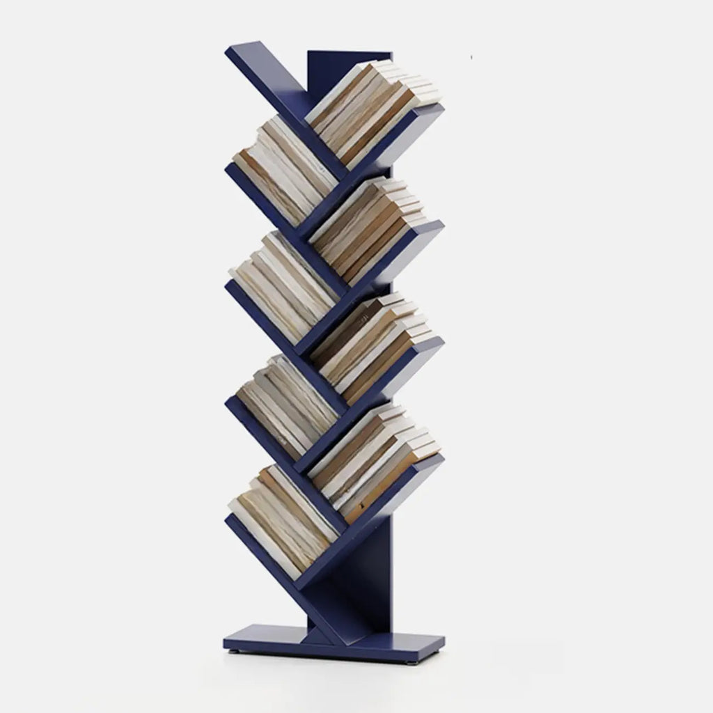 Bibliothèque verticale en bois noir en forme d'arbre