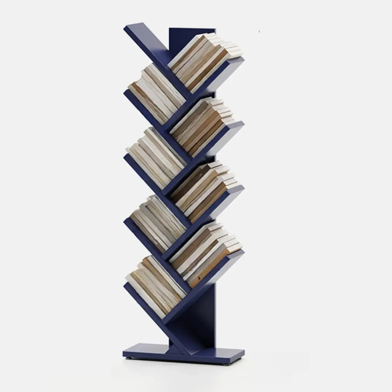 Bibliothèque verticale en bois noir en forme d'arbre