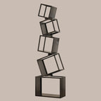 Libreria a cubo aperto geometrica in metallo nero, 73 pollici di altezza