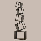 Libreria a cubo aperto geometrica in metallo nero, 73 pollici di altezza
