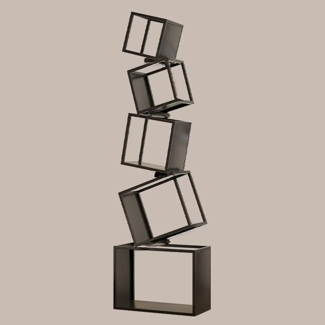 Libreria a cubo aperto geometrica in metallo nero, 73 pollici di altezza