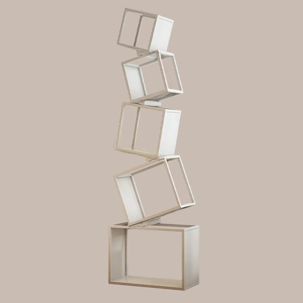 Libreria a cubo aperto geometrica in metallo nero, 73 pollici di altezza