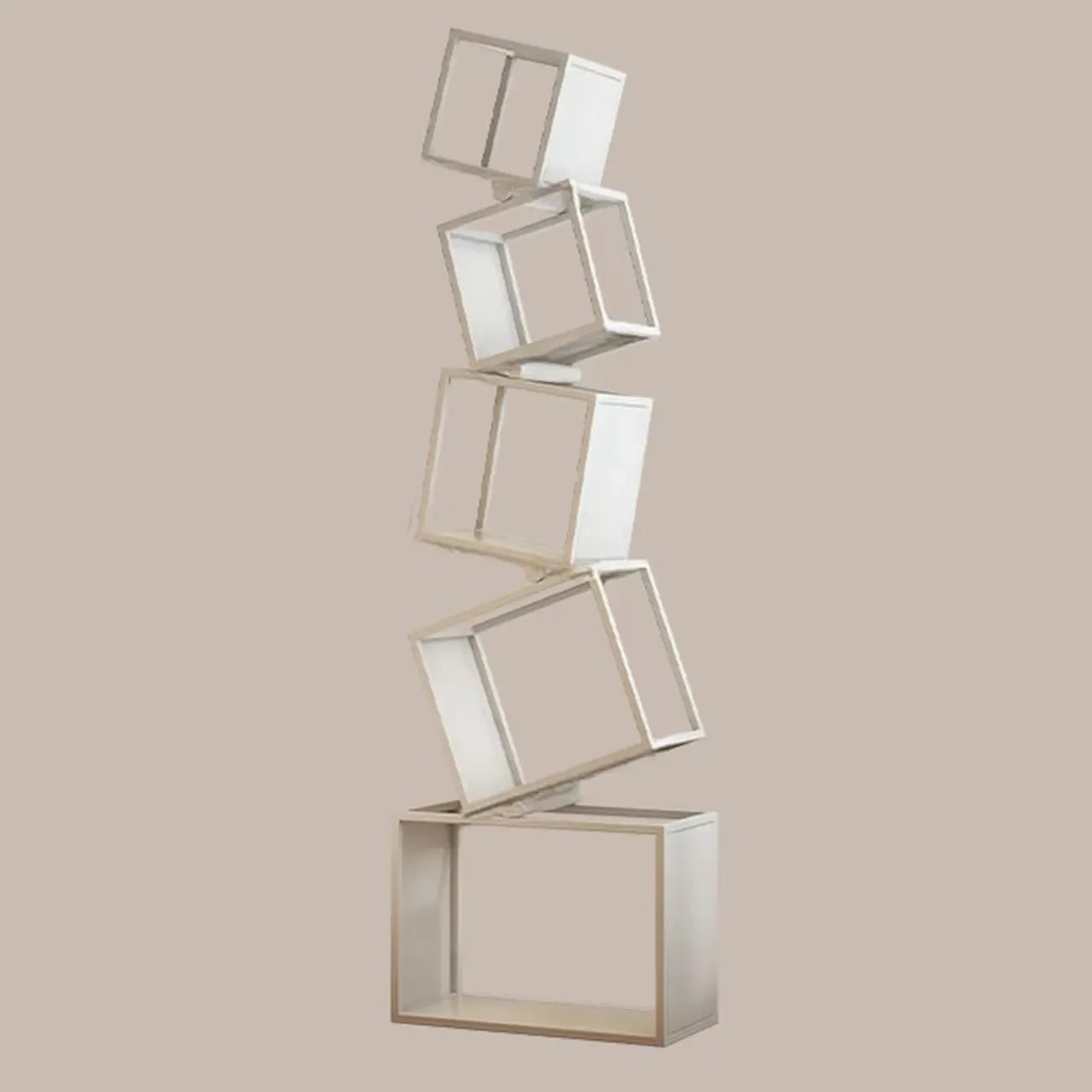 Libreria a cubo aperto geometrica in metallo nero, 73 pollici di altezza
