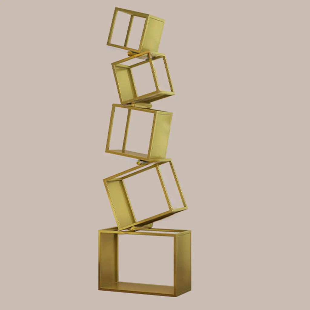 Libreria a cubo aperto geometrica in metallo nero, 73 pollici di altezza