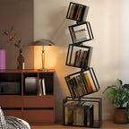 Libreria a cubo aperto geometrica in metallo nero, 73 pollici di altezza