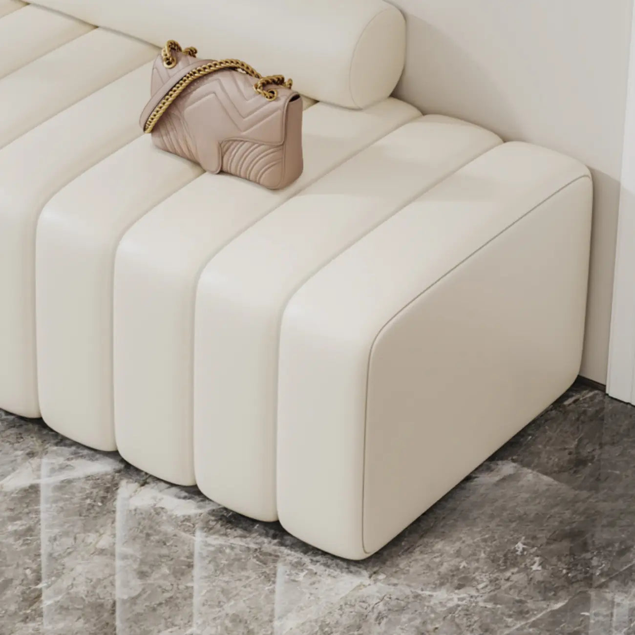 Banc d'entrée élégant en flanelle avec rangement