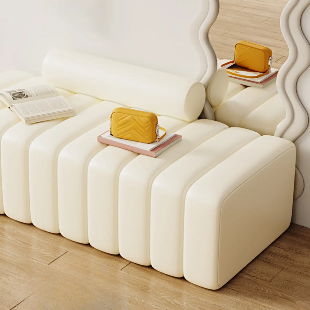 Banc d'entrée élégant en flanelle avec rangement