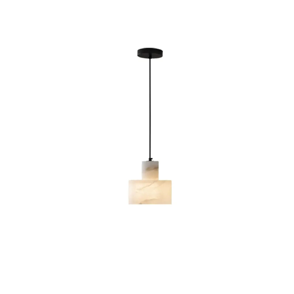 Suspension cylindrique moderne en pierre blanche