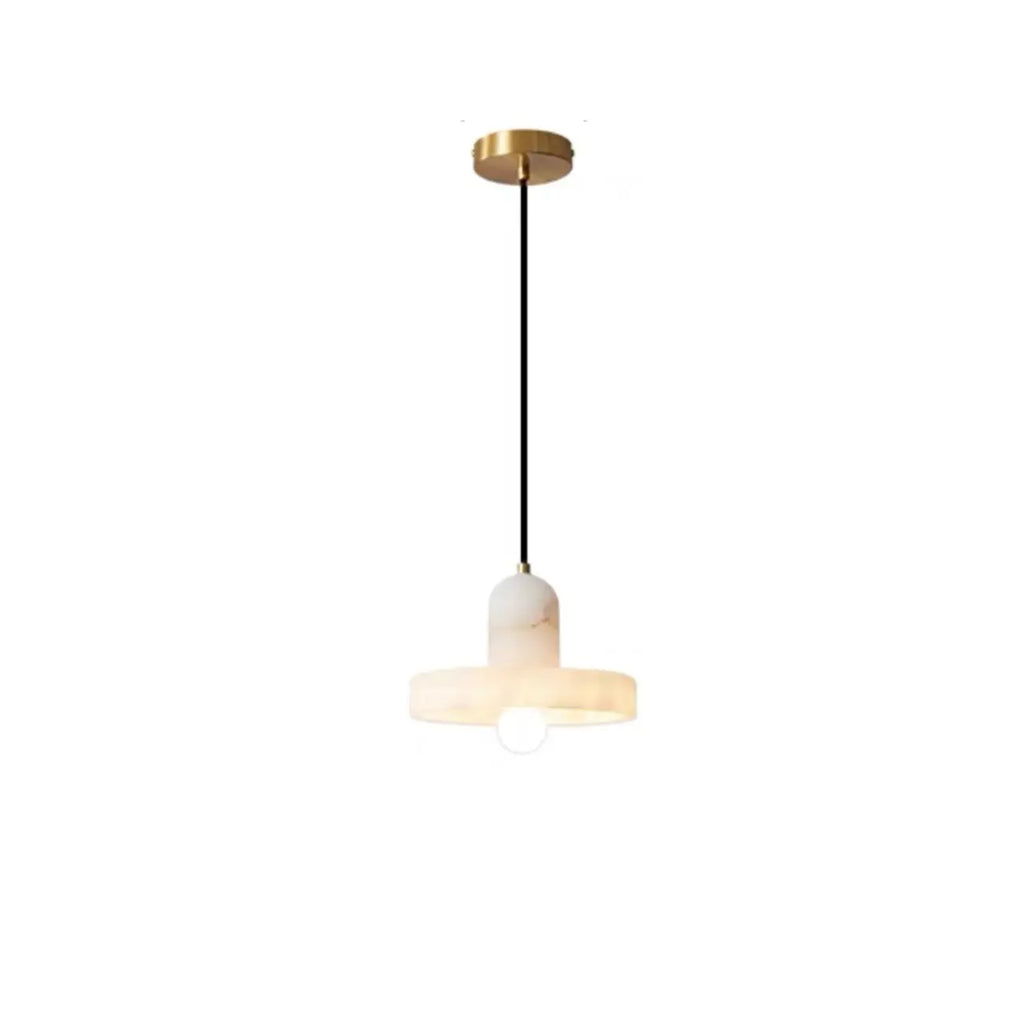 Suspension cylindrique moderne en pierre blanche