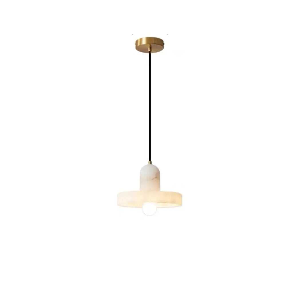 Suspension cylindrique moderne en pierre blanche