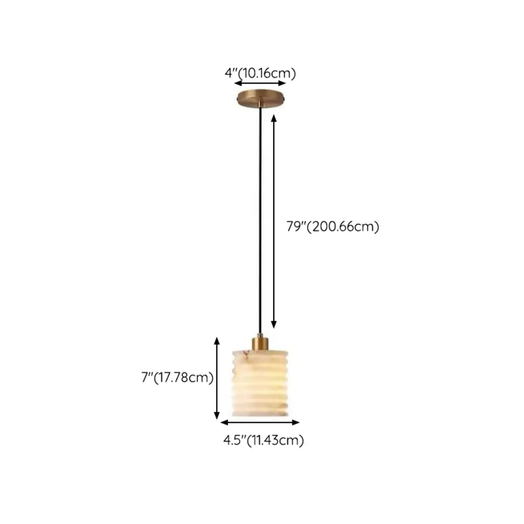Suspension cylindrique moderne en pierre blanche