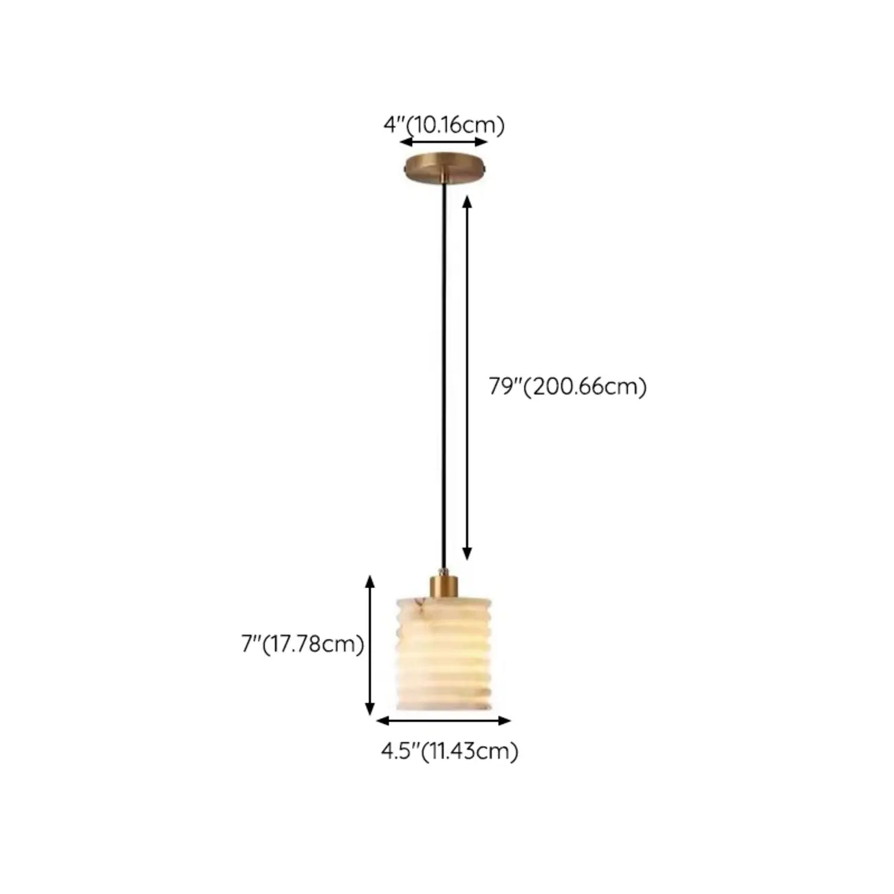 Suspension cylindrique moderne en pierre blanche