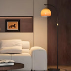 Lampadaire moderne à brancher, en verre orange, en forme d'arc