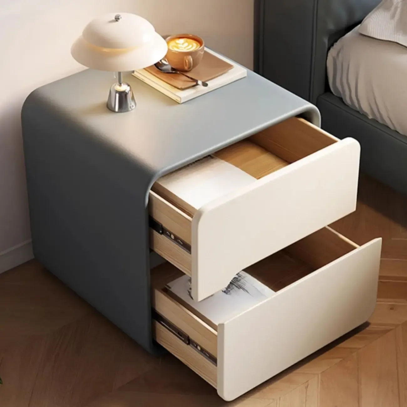 Table de chevet moderne avec tiroirs de rangement - Vert avocat