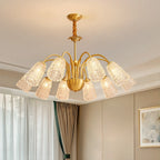 Lustre élégant en cristal doré à cloche vers le bas