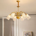 Lustre élégant en cristal doré à cloche vers le bas