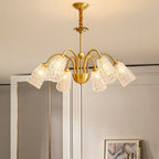 Lustre élégant en cristal doré à cloche vers le bas
