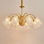 Lustre élégant en cristal doré à cloche vers le bas