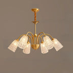 Lustre élégant en cristal doré à cloche vers le bas