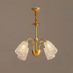 Lustre élégant en cristal doré à cloche vers le bas