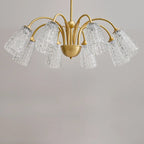 Lustre élégant en cristal doré à cloche vers le bas