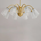 Lustre élégant en cristal doré à cloche vers le bas