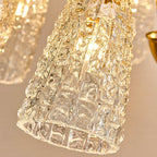 Lustre élégant en cristal doré à cloche vers le bas