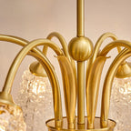 Lustre élégant en cristal doré à cloche vers le bas