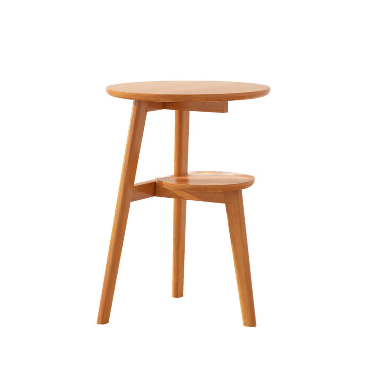 Table d'appoint ronde en bois marron avec piètement tripode et rangement