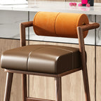Tabouret de bar en bois marron avec dossier et coussin