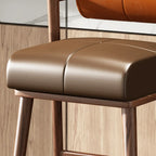 Tabouret de bar en bois marron avec dossier et coussin