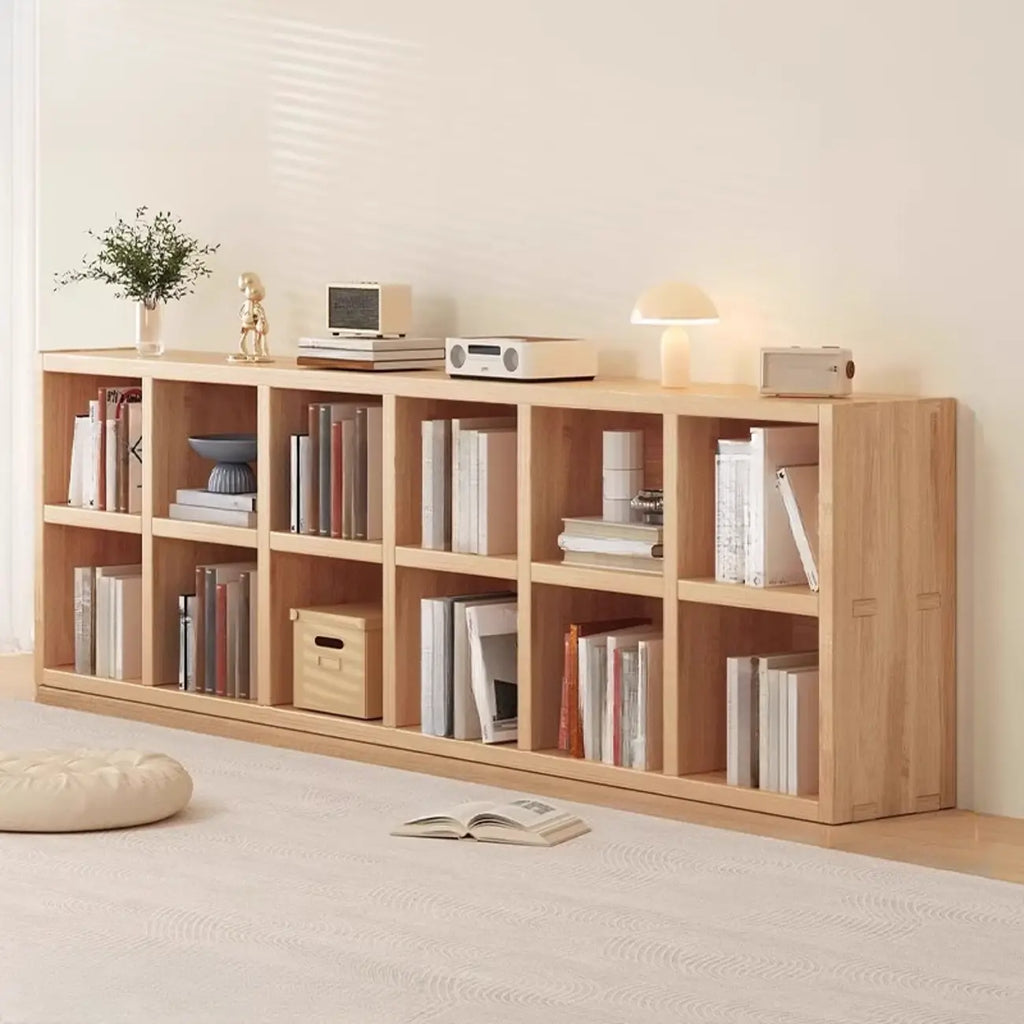 Étagère horizontale en bois naturel à 6 cubes