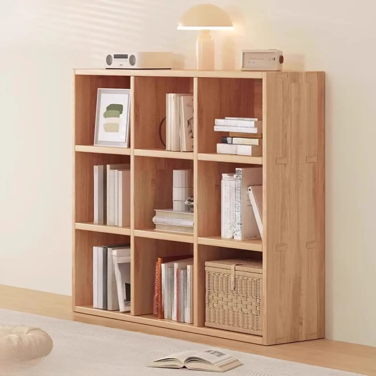 Étagère horizontale en bois naturel à 6 cubes