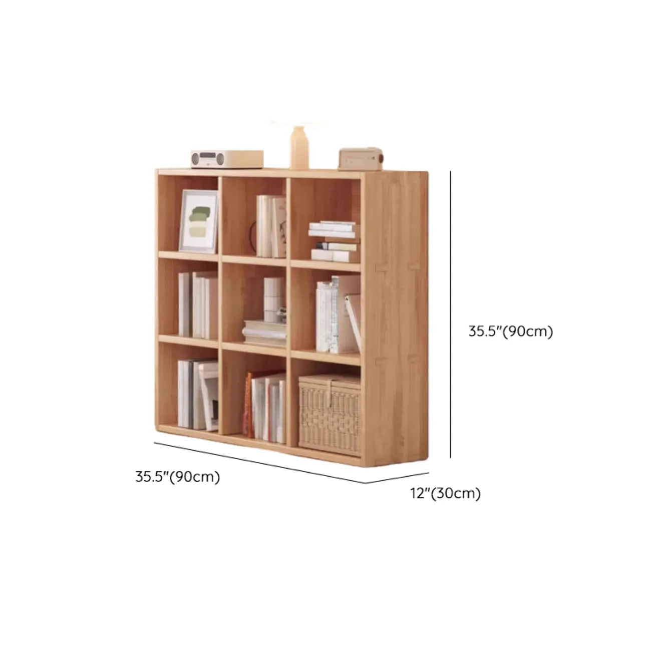 Étagère horizontale en bois naturel à 6 cubes