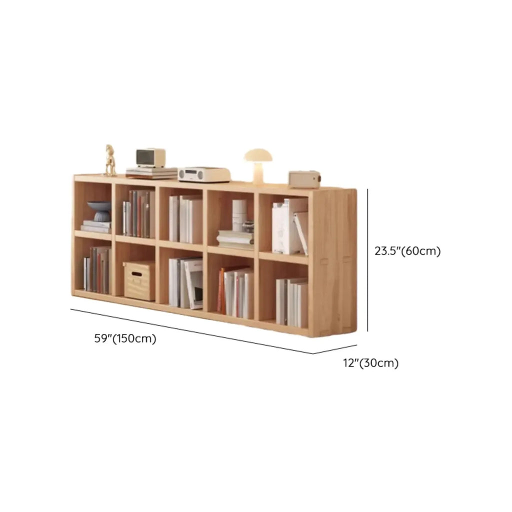 Étagère horizontale en bois naturel à 6 cubes