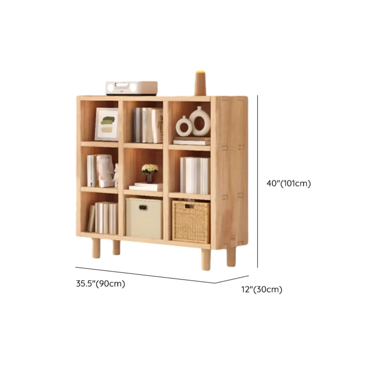 Étagère horizontale en bois naturel à 6 cubes