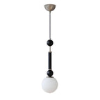 Suspension minimaliste en bois et verre noir avec globe lumineux