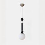 Suspension minimaliste en bois et verre noir avec globe lumineux