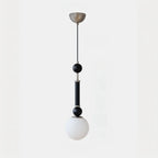 Suspension minimaliste en bois et verre noir avec globe lumineux