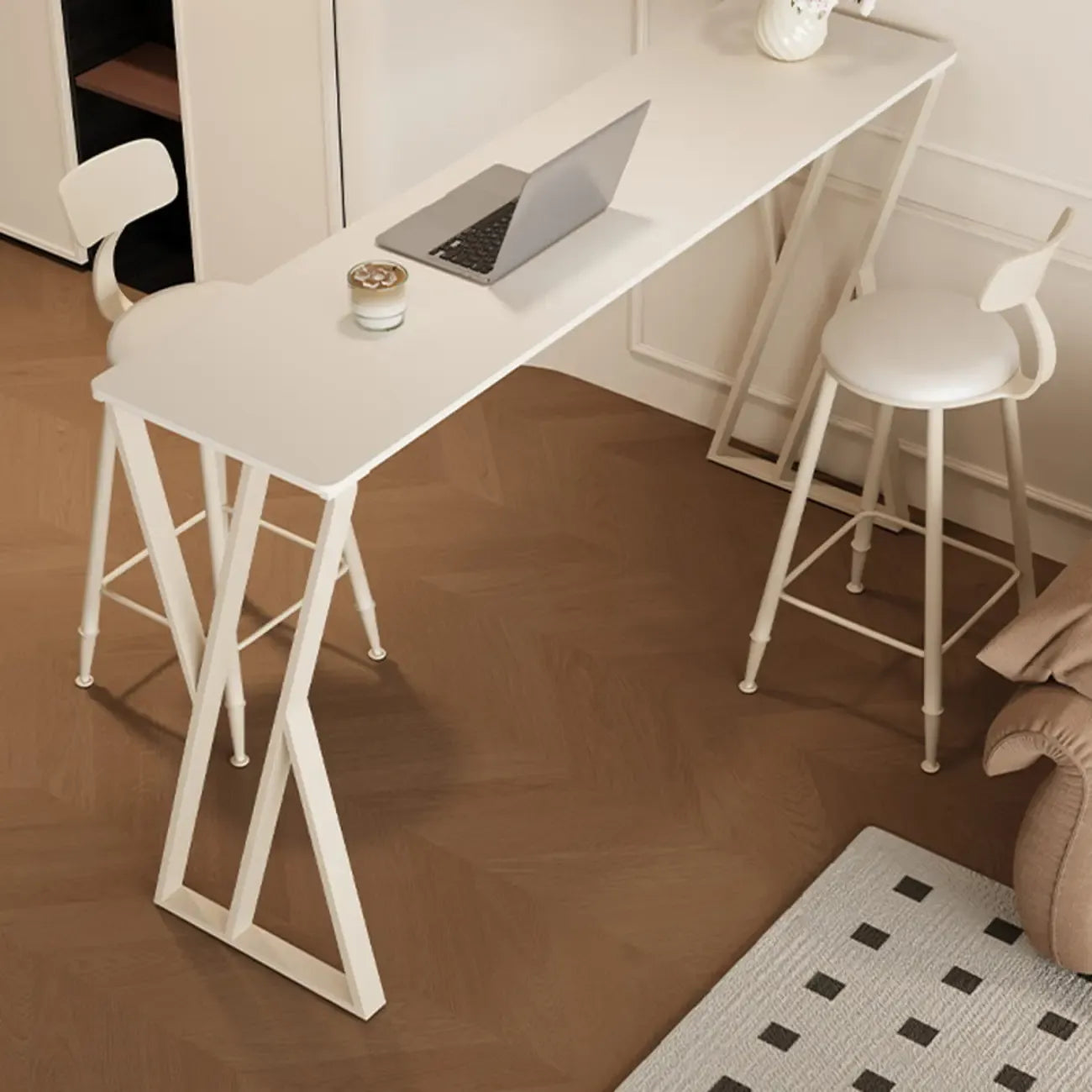 Tables de bar modernes à double piétement en métal et ardoise