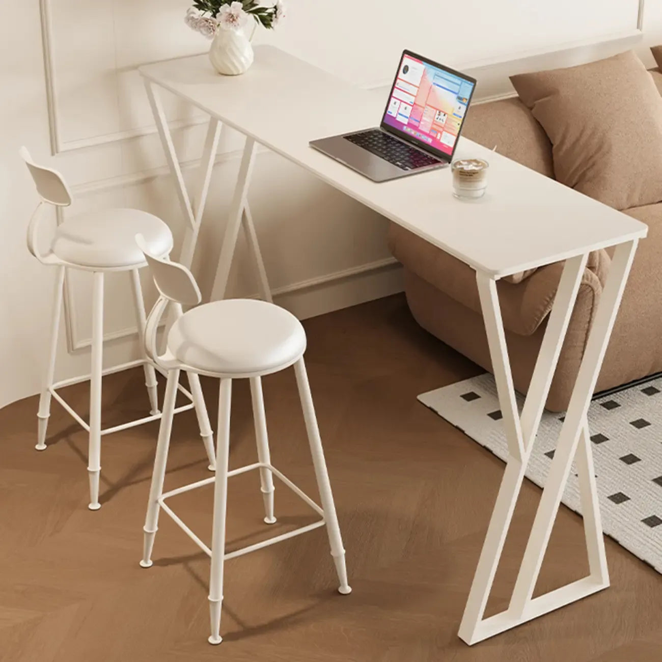 Tables de bar modernes à double piétement en métal et ardoise