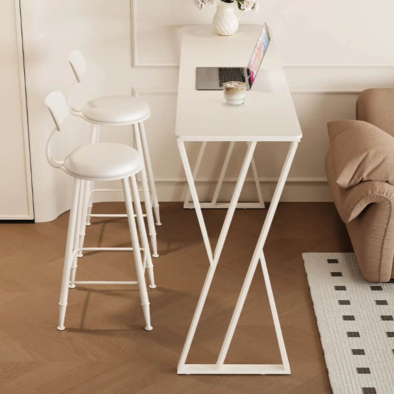 Tables de bar modernes à double piétement en métal et ardoise
