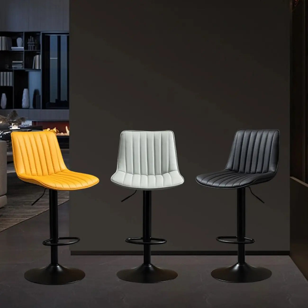 Tabourets de bar pivotants modernes en cuir, réglables en hauteur